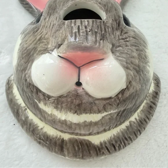 Vintage Ceramic Bunny Rabbit Yarn Thread Scissor Holder Wall Mount Figurine - Picture 8 of 11